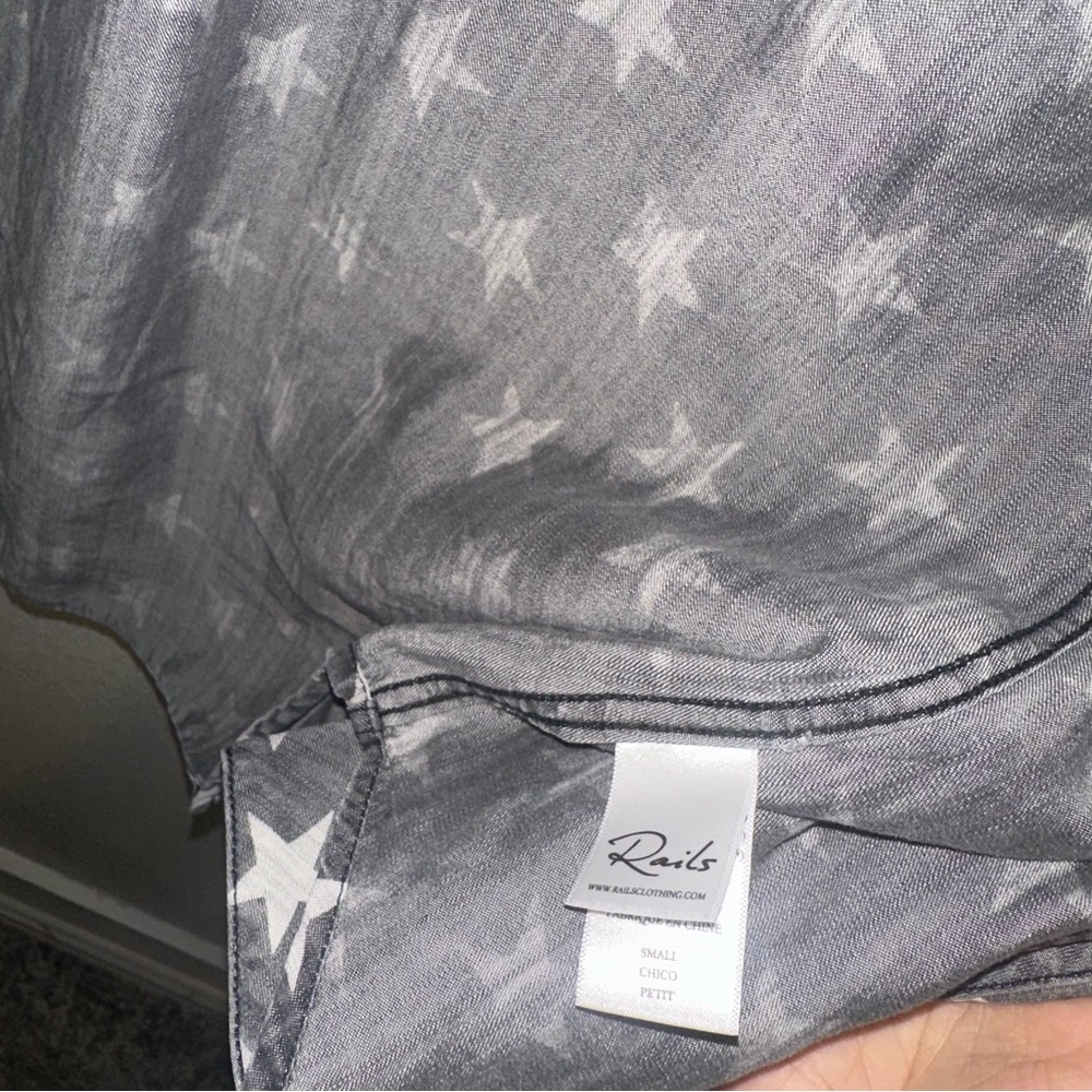 Rails Button Up Shirt with Stars in Grey - Picture 9 of 10